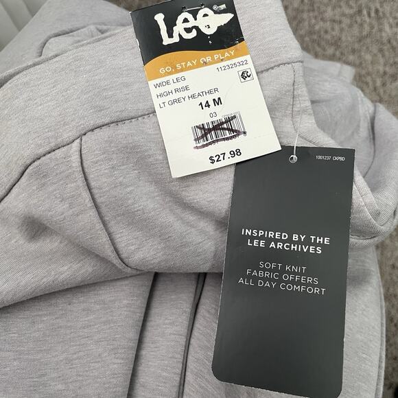 LEE Soft Knit Pants Size 14 Gray High Rise Wide Leg Pull On Lagenlook Comfort - Picture 6 of 15